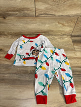 Elf On The Shelf 2pc Christmas Pajama Set White sz 12m