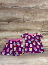 Little Sleepies Love You A Latte 2pc Bamboo Pajama Set Purple sz 18-24m