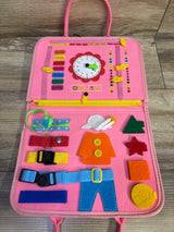 QIYO Felt Montessori Busy Board Book, Pink