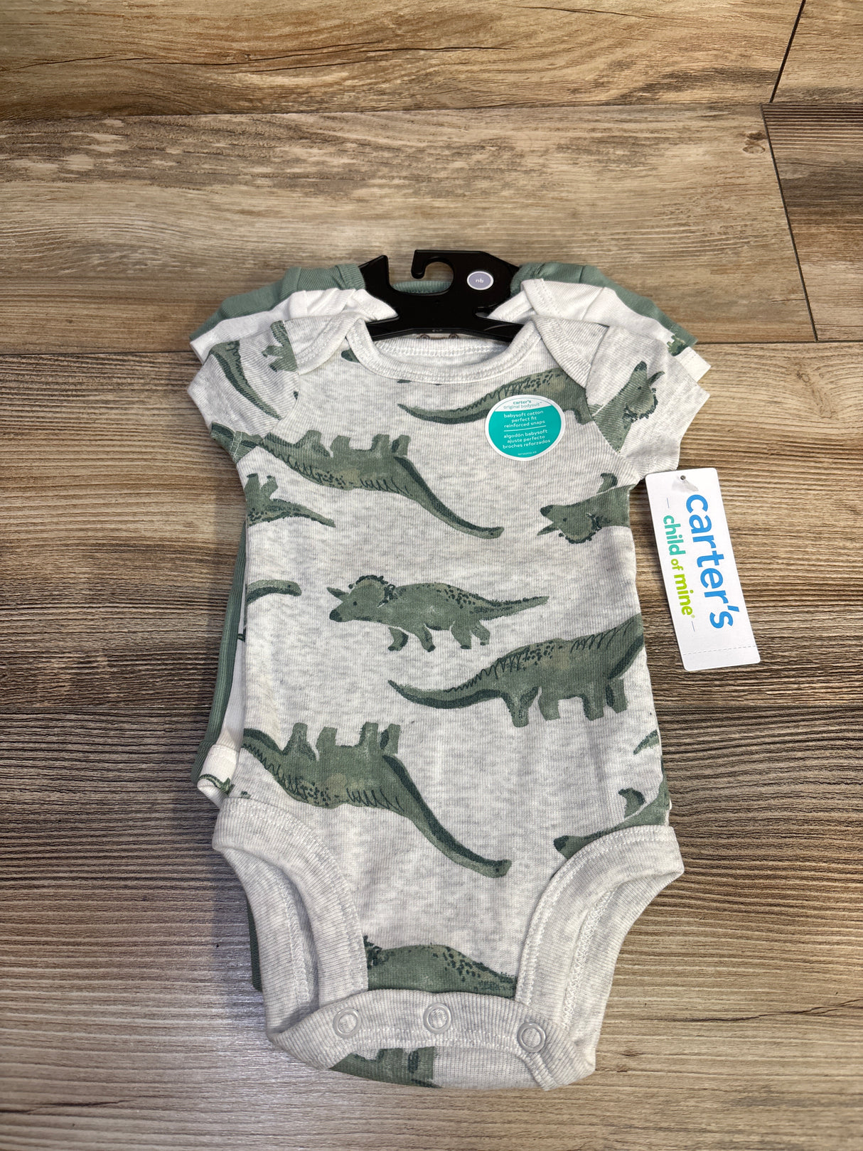 NEW Child Of Mine 3pk Dinosaur Bodysuits Green sz Newborn