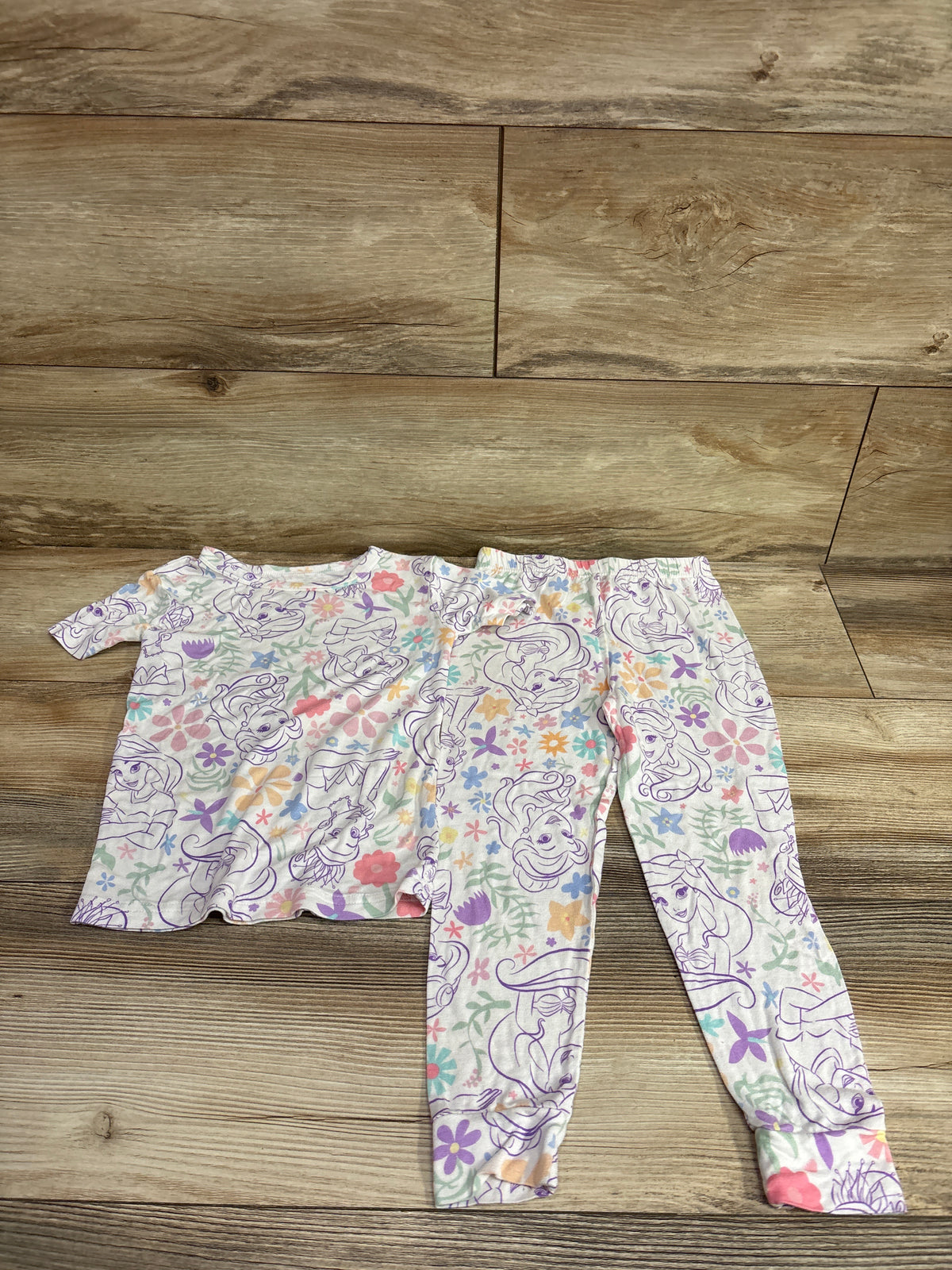 Disney Princess 2pc Viscose Snug Fit Pajama Set White sz 4T