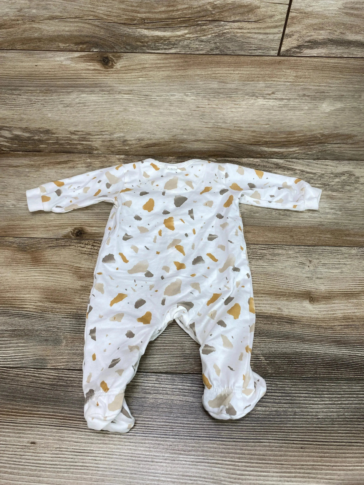 Firsts by Petit Lem Golden Pebble Terrazzo Footie White sz Newborn