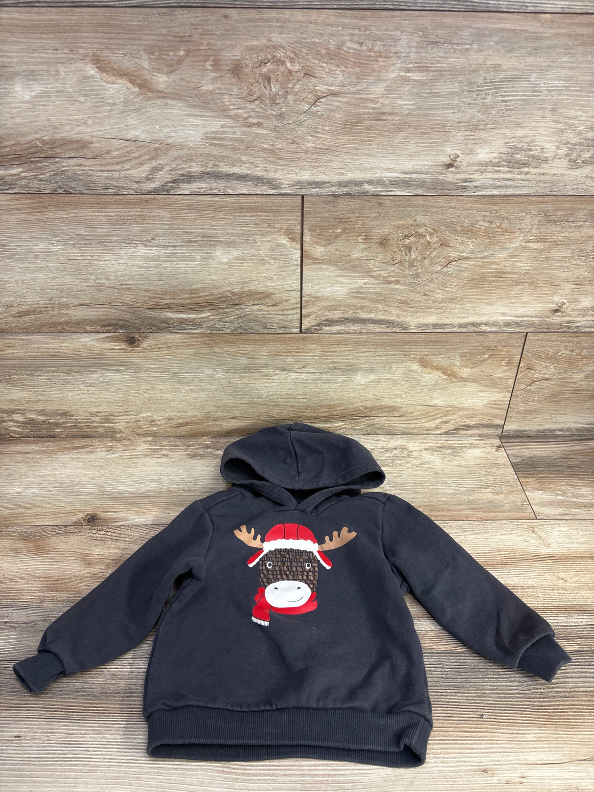 Carter's Reindeer Print Pull Over Hoodie Grey sz 24m