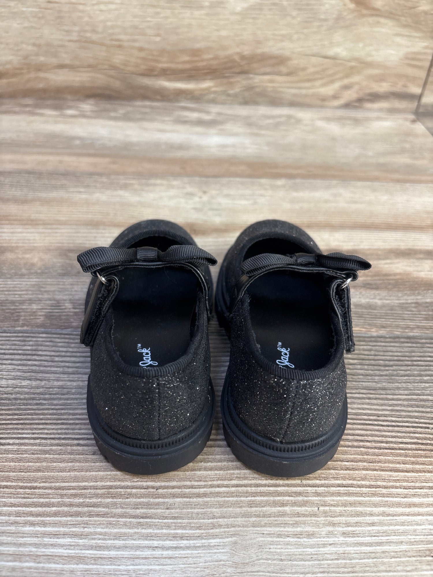Cat & Jack Kori Lug Sole Mary Jane Flats, Black Glitter sz 6c