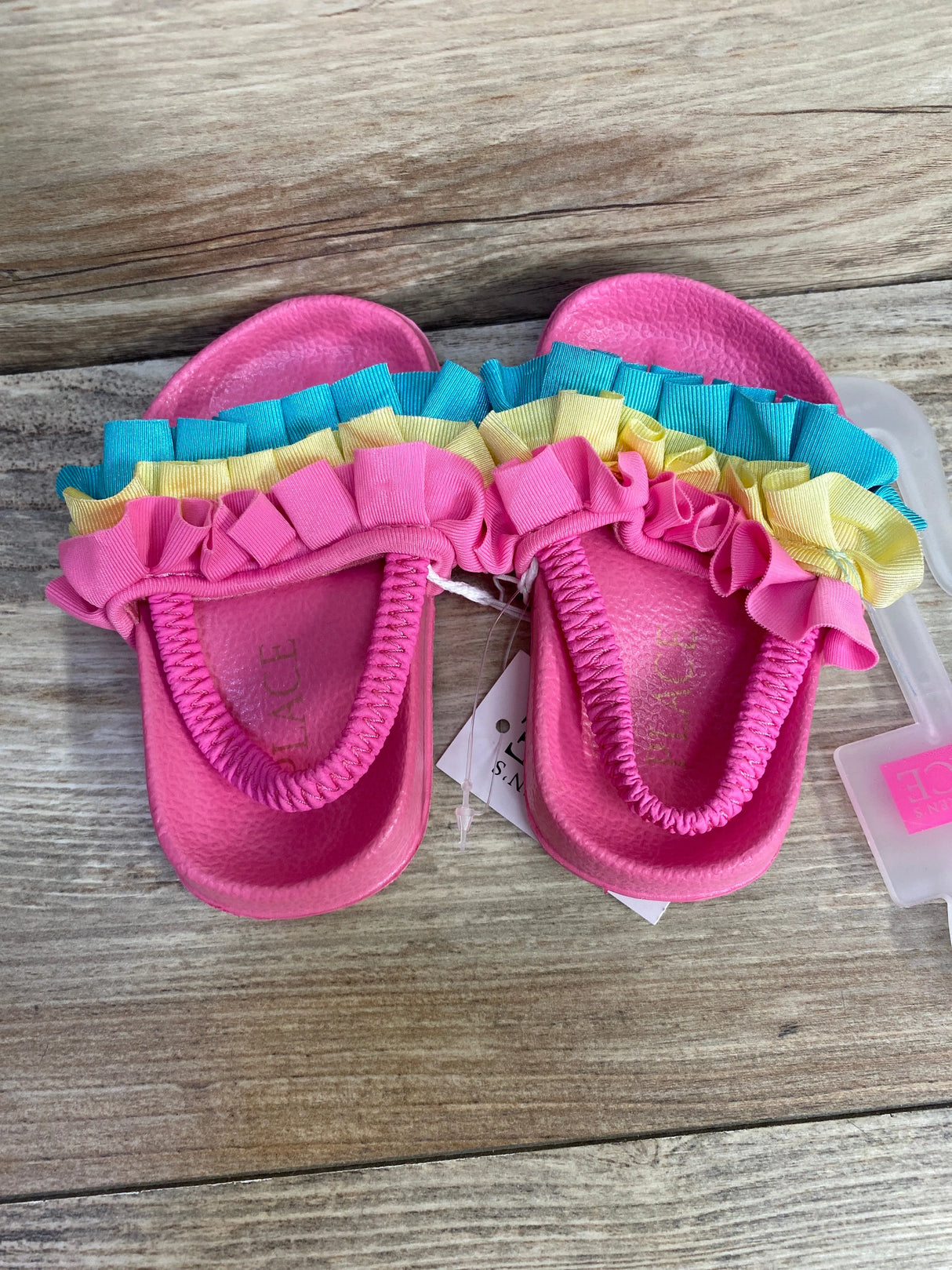 NEW Children's Place Ruffle Slides Pink sz 4c