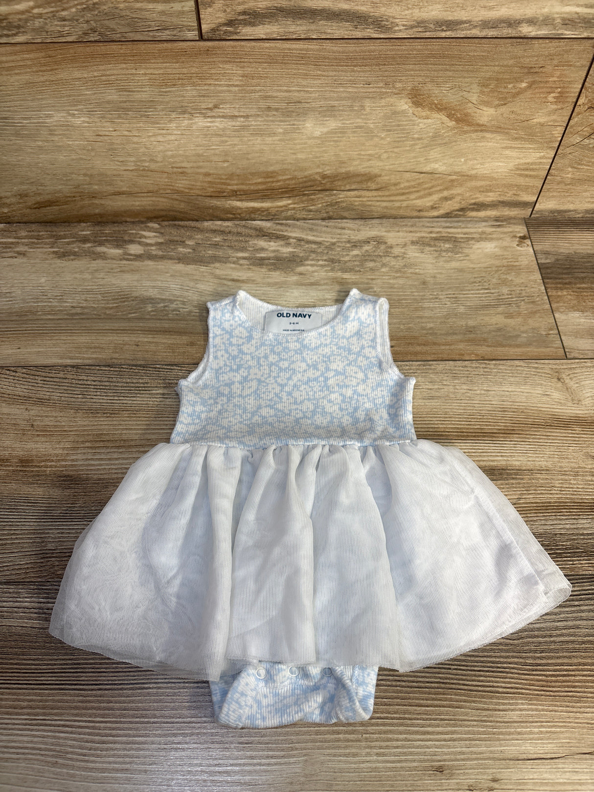 Old Navy Ribbed Tulle Bodysuit Dress White sz 3-6m