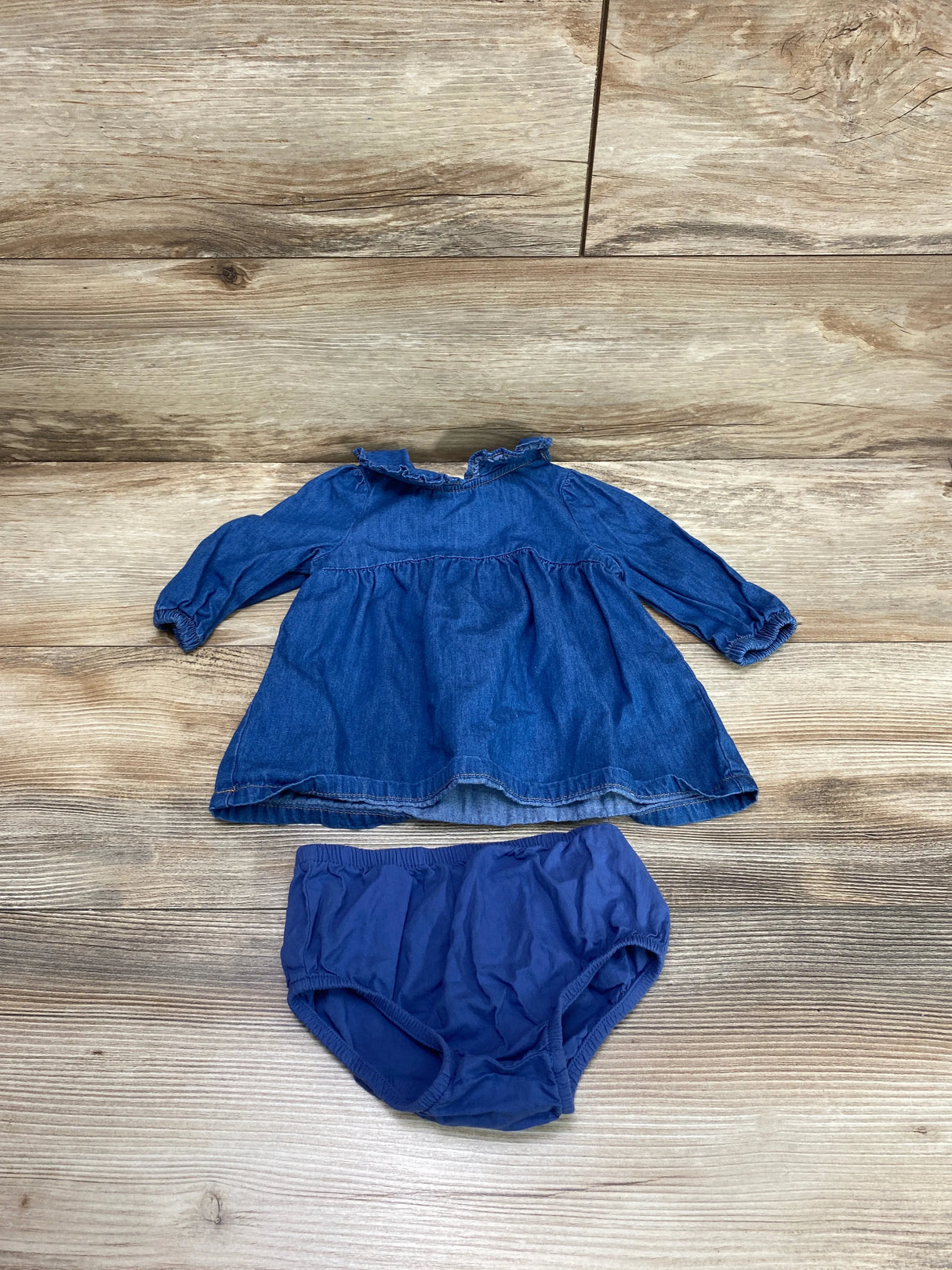 Cat & Jack 2pc Chambray Dress & Bloomers Blue sz 3-6m