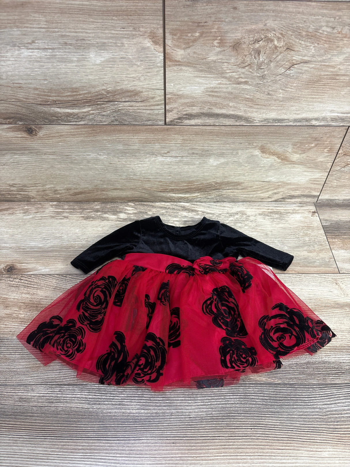 NEW Mia & Mimi 2pc Velvet Rose Dress Black sz 0-3m