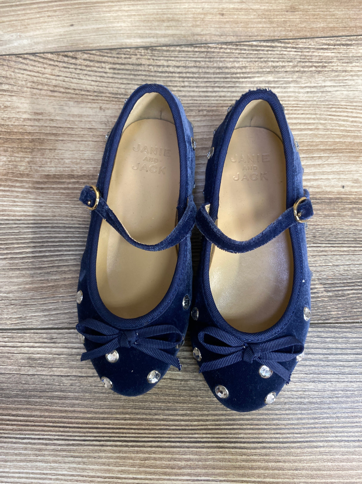 Janie & Jack Velvet Jewel Ballet Flats in Dark Marine sz 8c