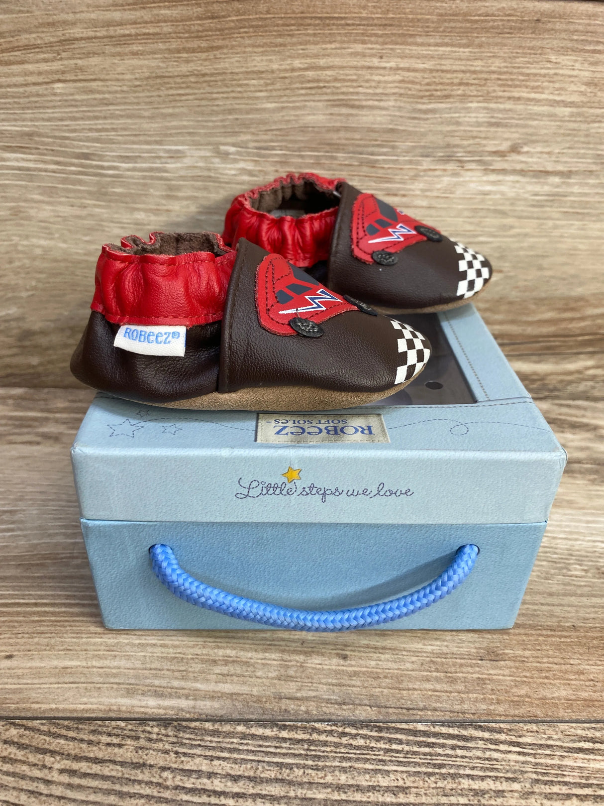 Robeez Speedy Espresso Crib Shoes sz 0-6m