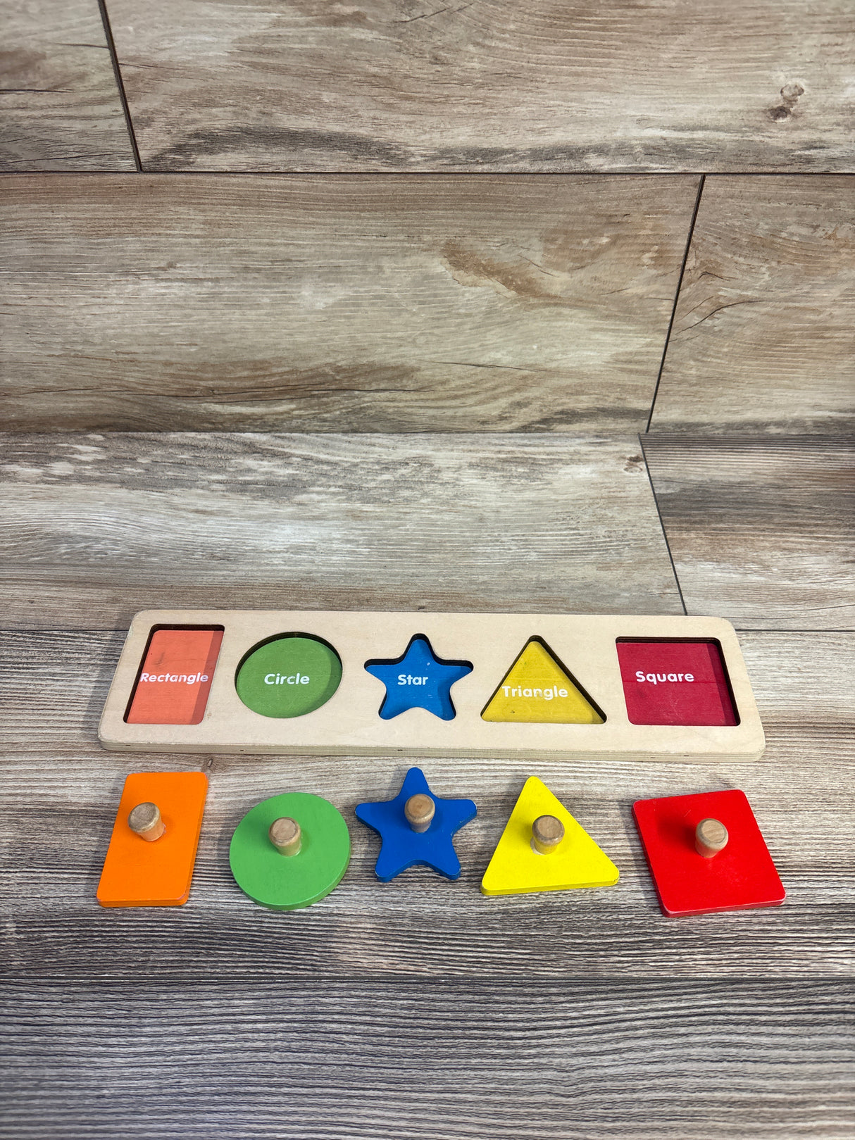 QODOFLR First Jumbo Knob Wooden Shape Puzzle