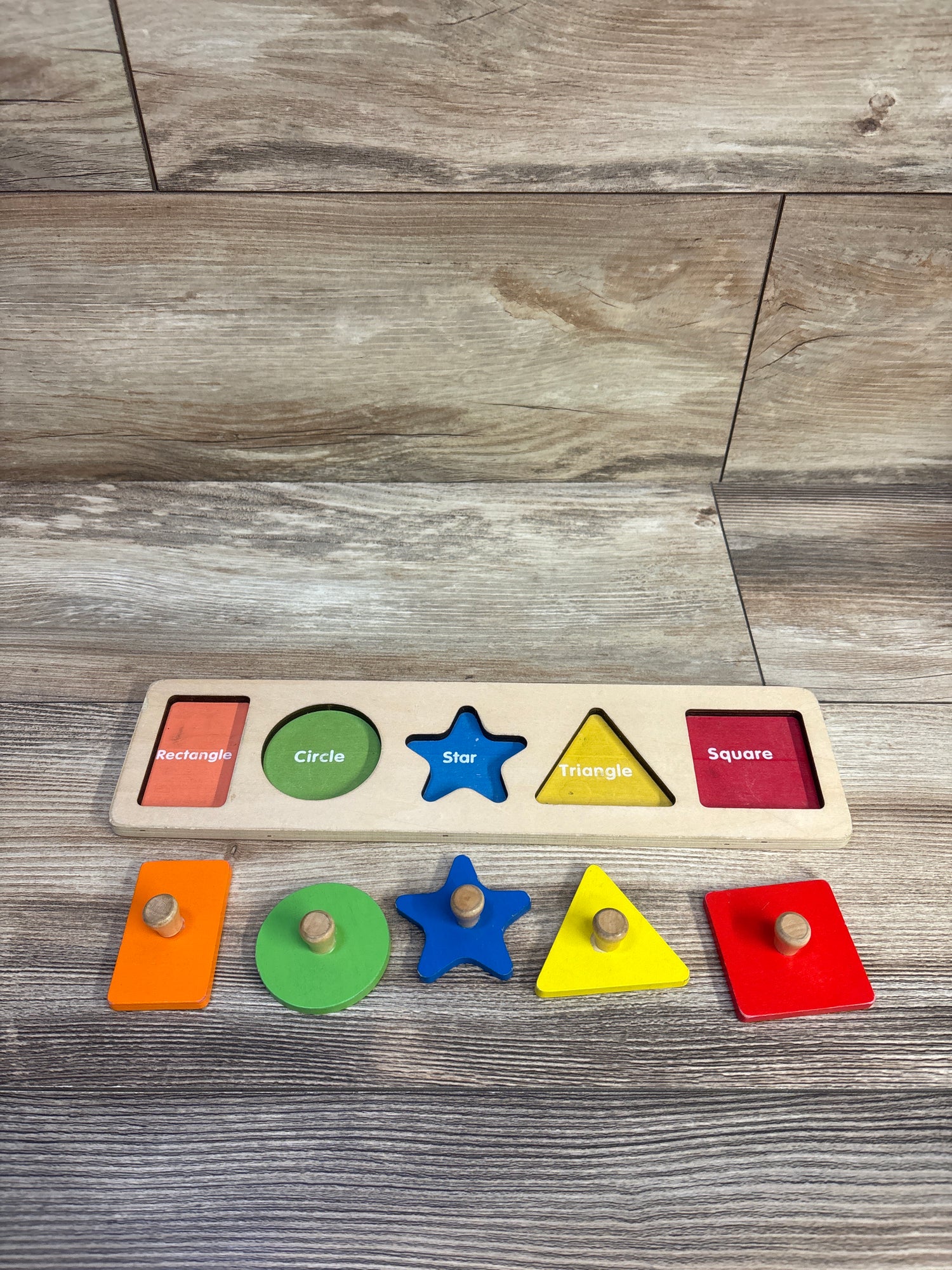 QODOFLR First Jumbo Knob Wooden Shape Puzzle