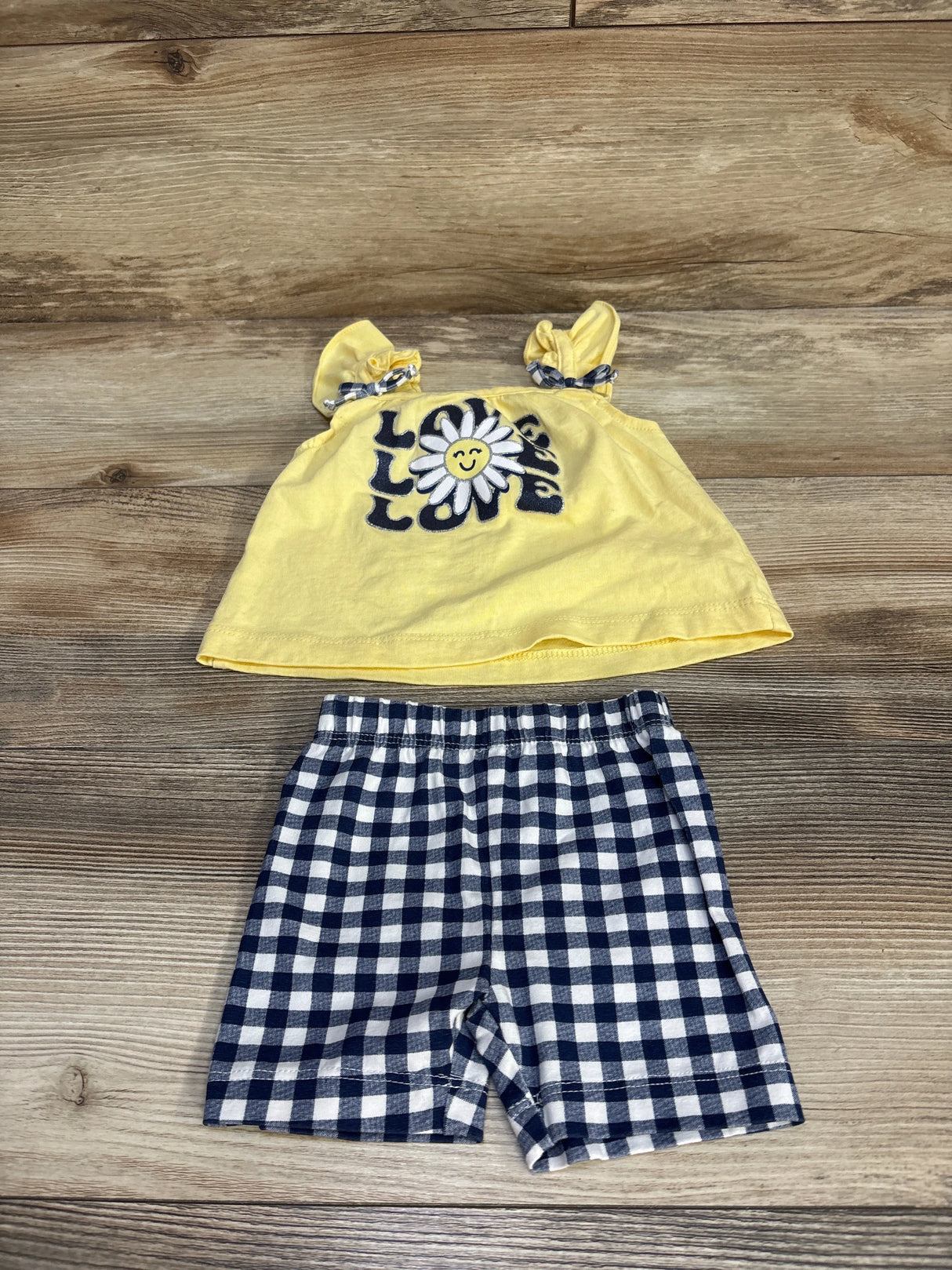 Little Lass 2pc Love Shirt & Short Set Yellow sz 3-6m