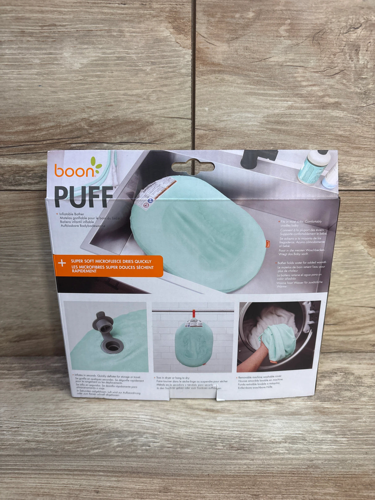 NEW Boon Puff Inflatable Baby Bathtub with Microfleece Cover