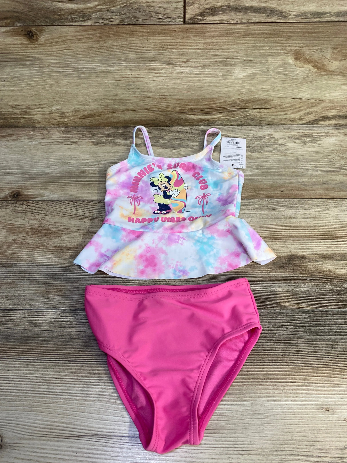 NEW Jumping Beans x Disney Minnie 2pc Surf Club Tankini & Swim Bottoms Set White sz 2T