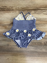 Little Me 1pc Gingham Swimsuit Navy sz 6-9m