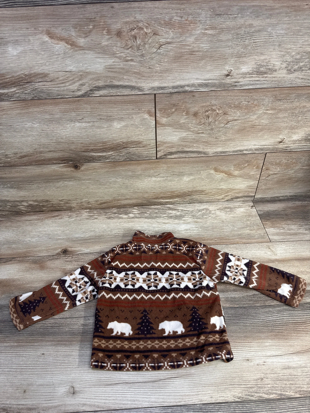 Children's Place Microfleece Half Zip Pullover Brown Bear sz 12-18m