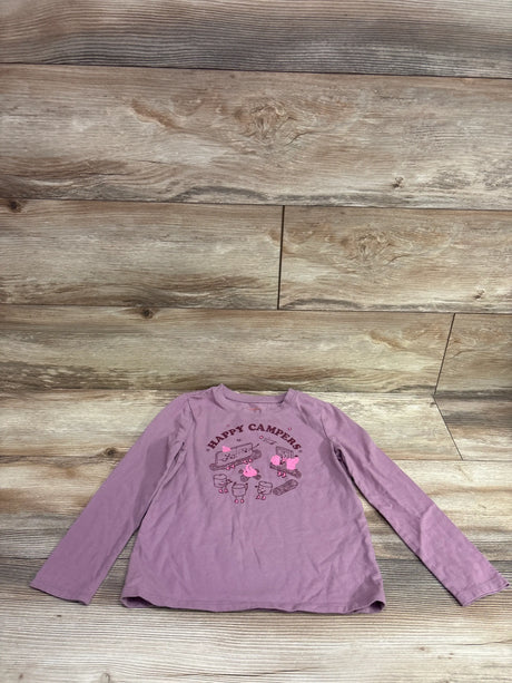 Mauve Cat & Jack long sleeve t-shirt with Happy Campers graphic for kids size 4/5T