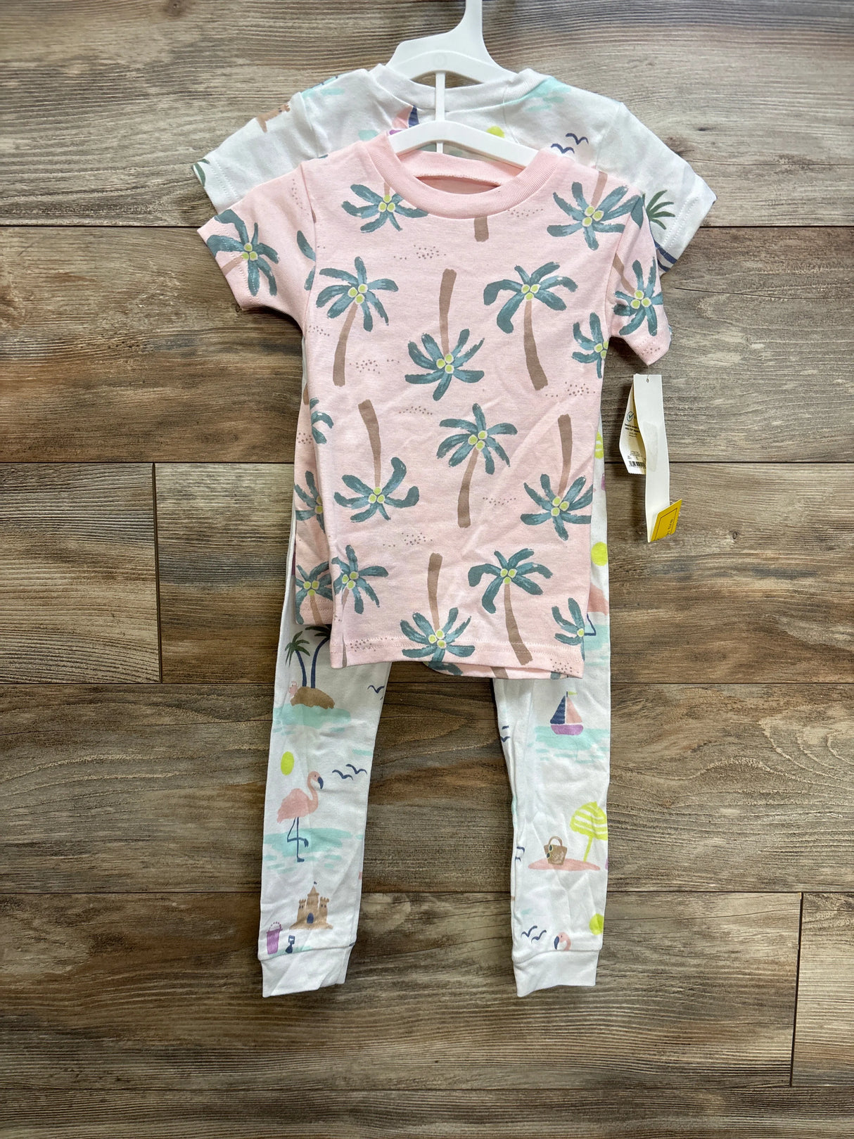 NEW Just One You 4pc Palm Tree Pajama Set Pink/White sz 4T