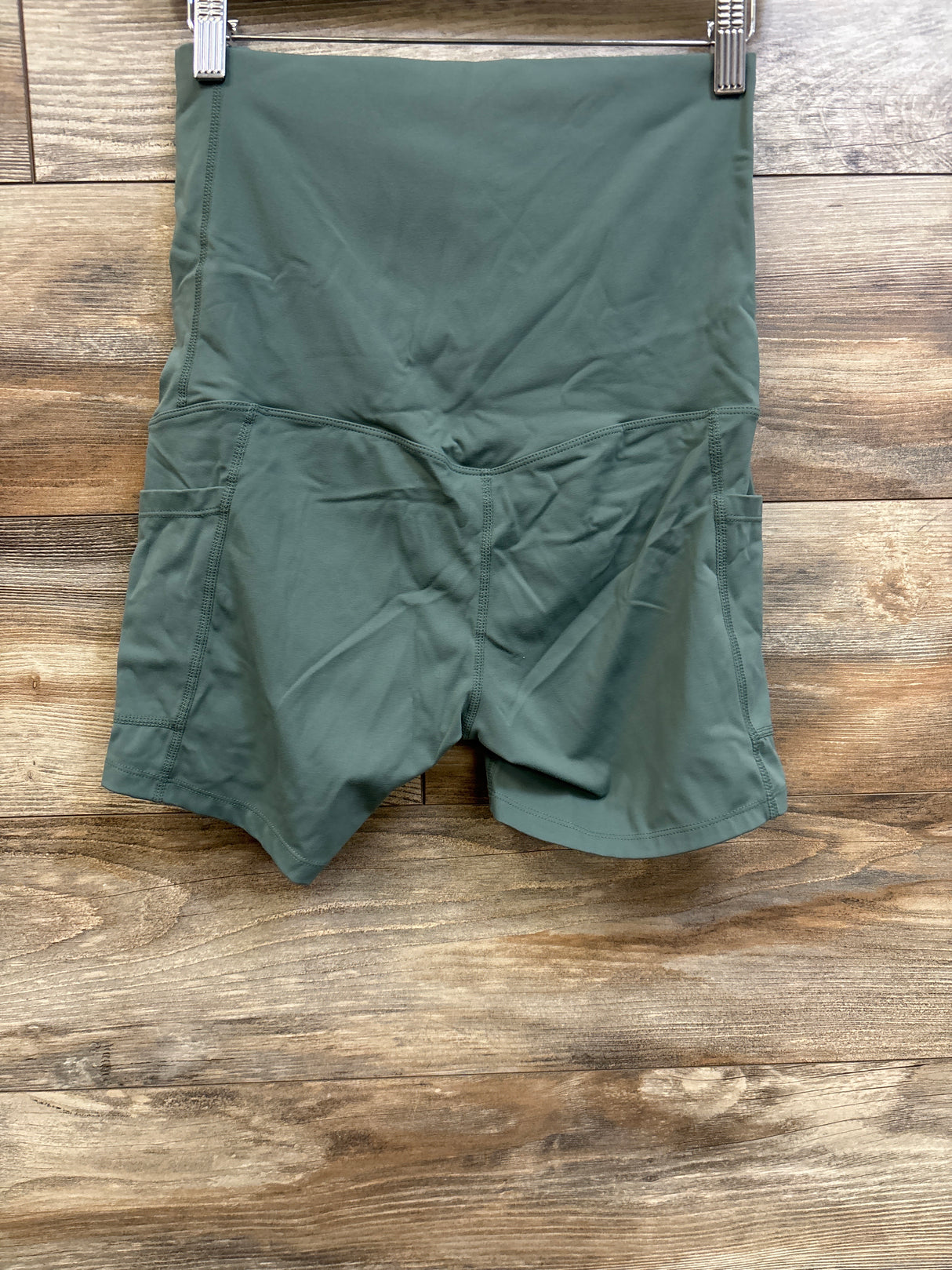 Poshdivah Over The Belly Yoga Shorts Green sz XS