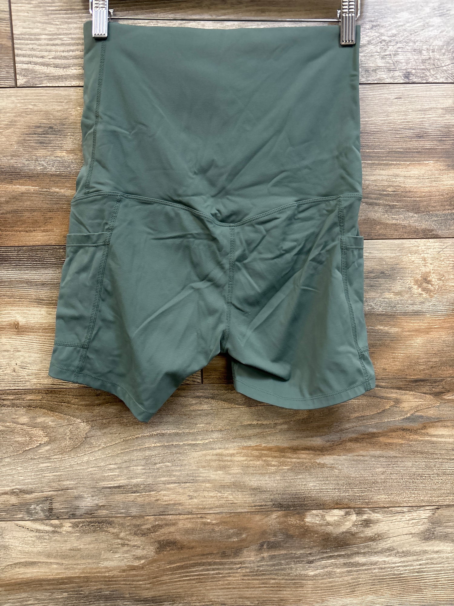 Poshdivah Over The Belly Yoga Shorts Green sz XS