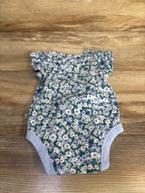 Baby Gap Flutter Sleeve Floral Bodysuit Blue sz 0-3m