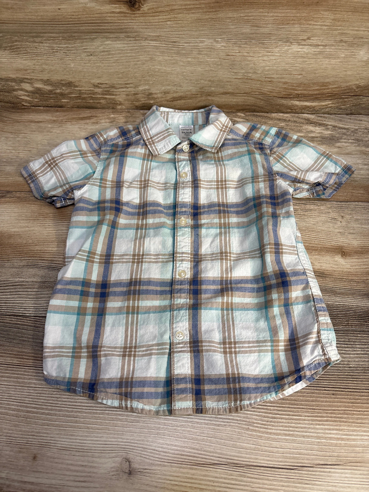 Carter's Plaid Button-Up Shirt Blue sz 5T - Me n Mommy To Be