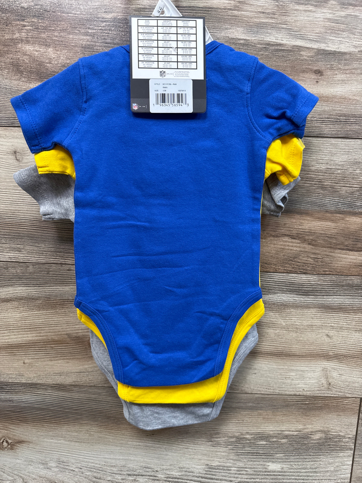 NEW NFL Los Angeles Rams 3pk Creeper Set sz 12m