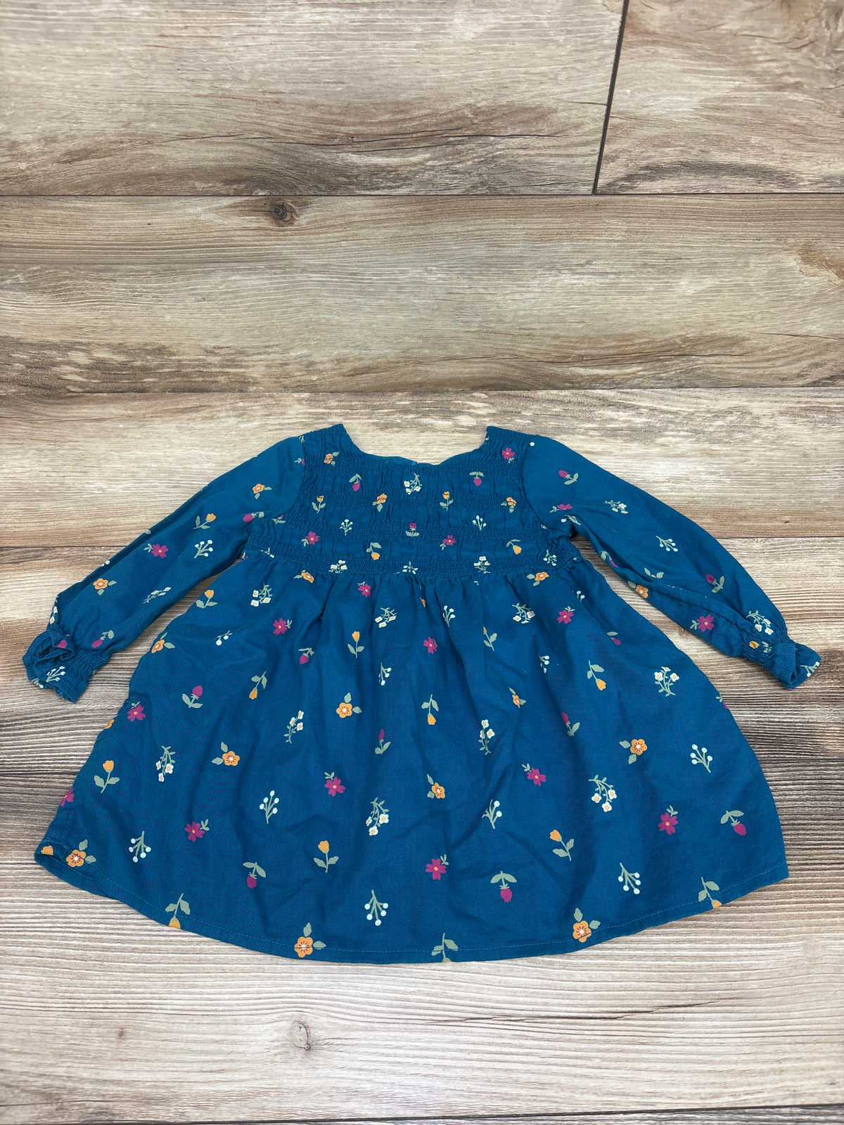 Cat & Jack Long Sleeve Smocked Dress Blue sz 18m