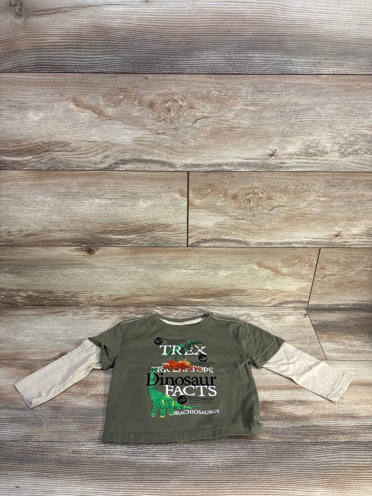 Wonder Nation Dinosaur Layered Sleeve Shirt Green sz 2T