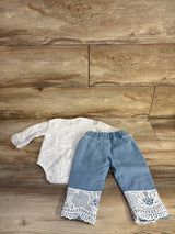 MyKrazyTees 2pc Lace Bodysuit & Distressed Jeans Set White sz 6-9m