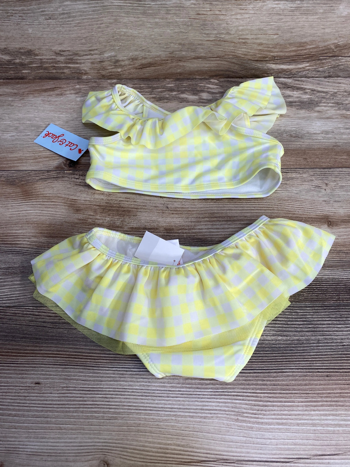 NEW Cat & Jack 2pc Gingham Swimsuit Set Yellow sz 5T