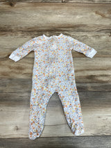 Rabbit + Bear Floral Sleeper White sz 6-9m