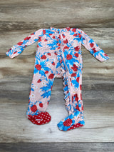 Posh P Pink Strawberry Ruffled Zippered Footie sz 6-9m