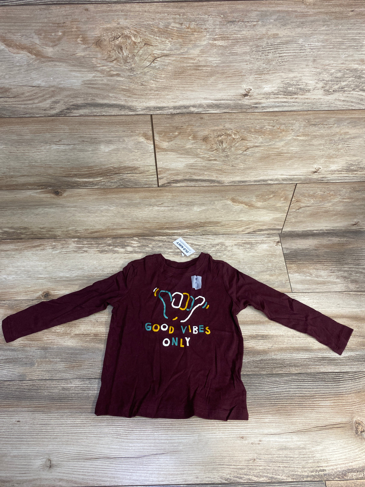 NEW Old Navy 'Good Vibes' Maroon Shirt sz 3T