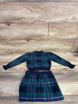 Janie & Jack Tartan Ruffle Sweater & Skirt Set Navy/Green sz 3T