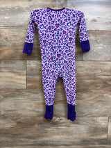 Little Sleepies Bamboo Leopard Convertible Sleeper Purple sz 6-12m