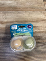 NEW Philips Avent Ultra Soft Pacifiers 6-18m - Beige/Green 2pk