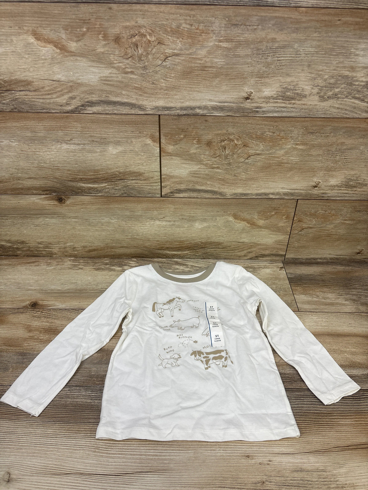 NEW Cat & Jack Farm Animal Shirt Beige sz 5T