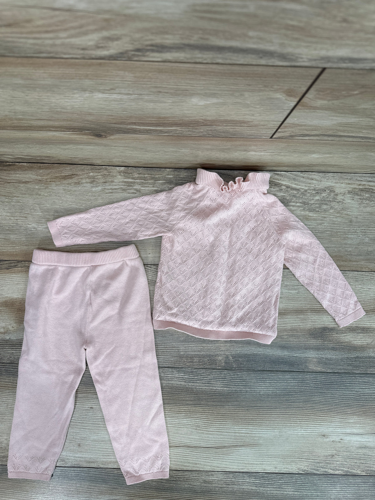 Rock A Bye Baby 2Pc Ruffled Cardigan & Pants Set Pink Sz 6-12m