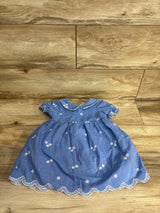 Cat & Jack Floral Embroidered Chambray Dress Blue sz 2T