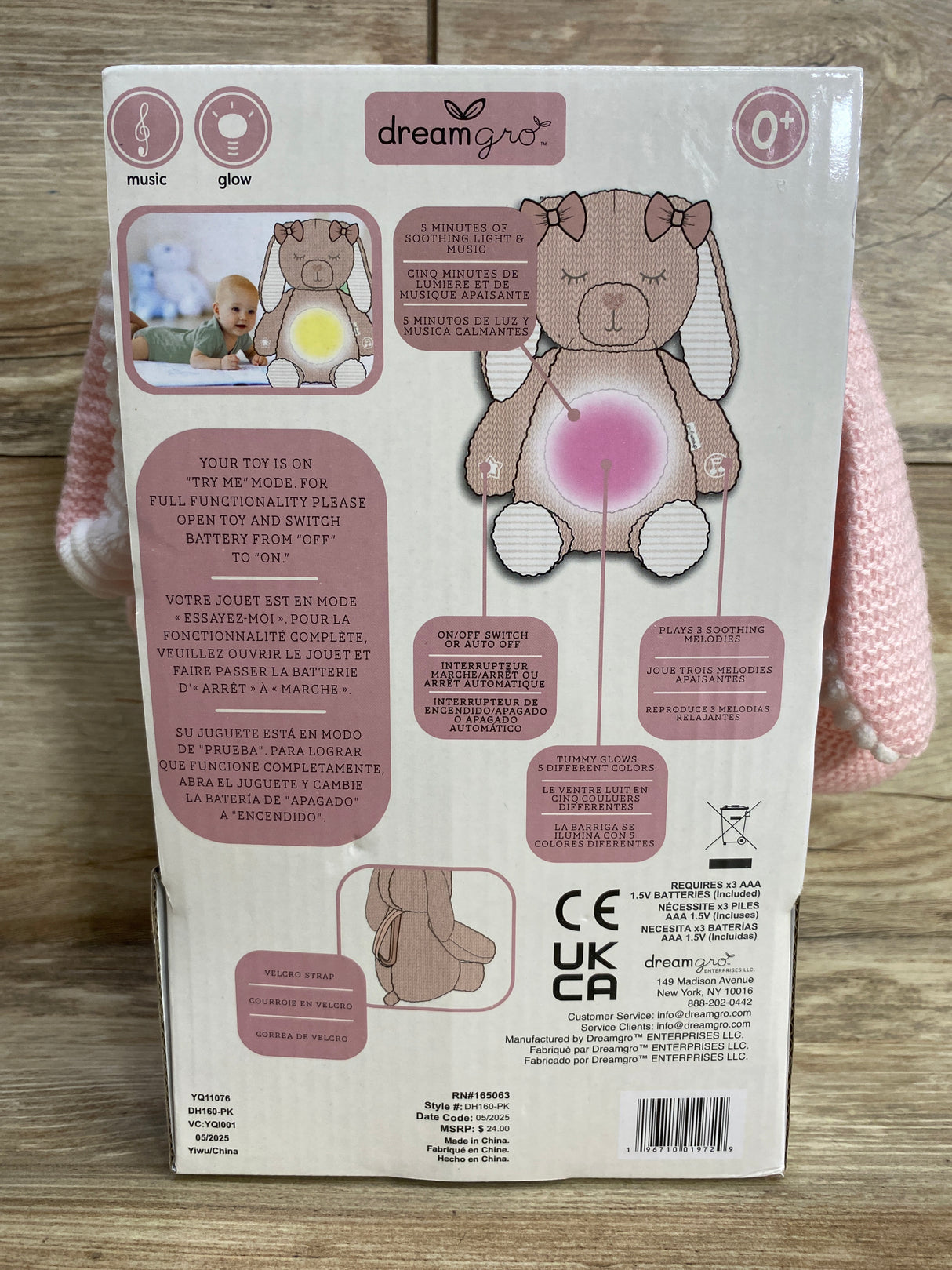 NEW DreamGro Light & Lullaby Soother, Pink Bunny