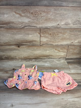 NEW Bluey 2pc Lemon Gauze Tank Top & Shorts Set Peach sz 12m