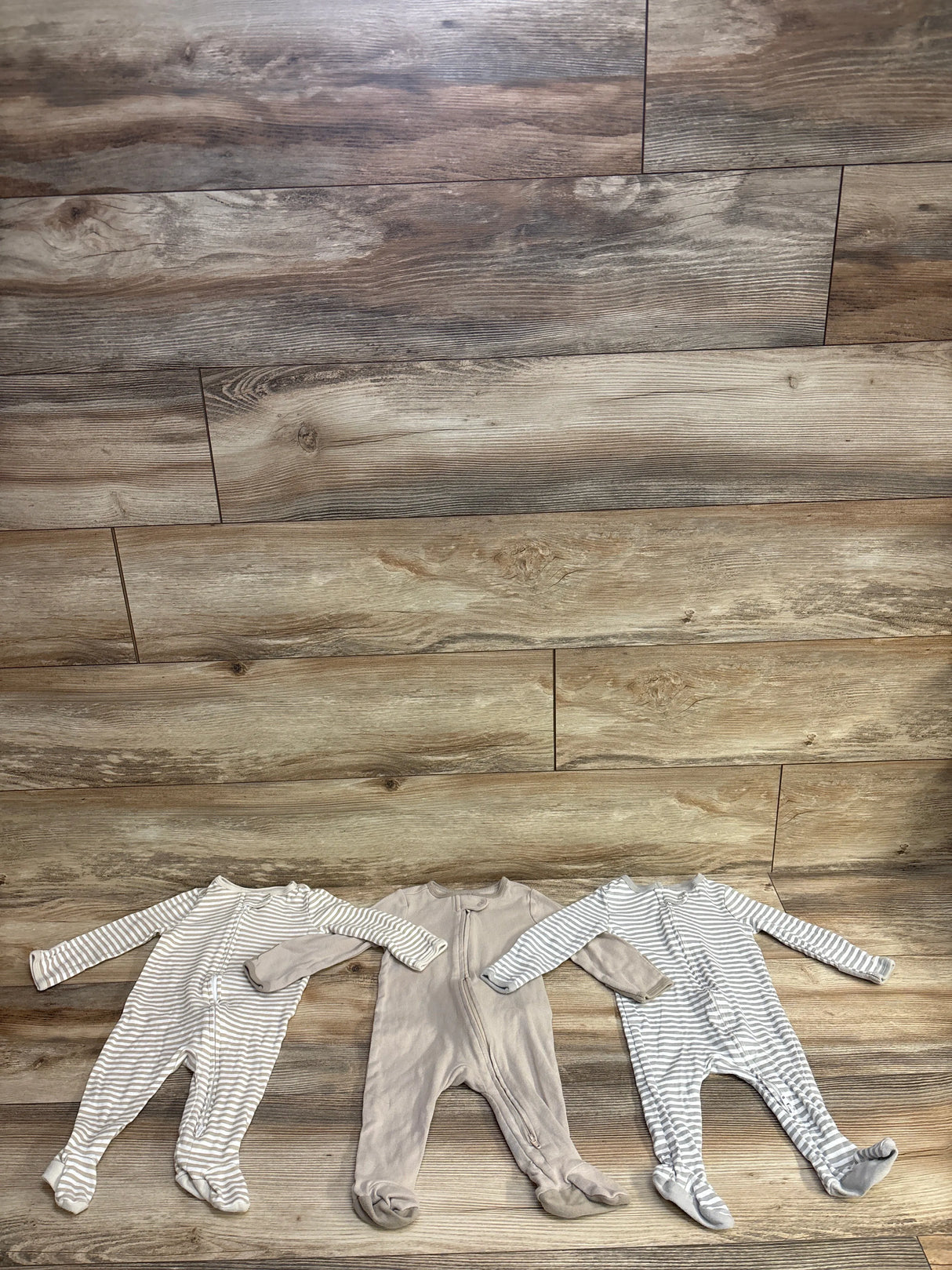 Cloud Island 3pk Striped Sleeper Set White sz 3-6m