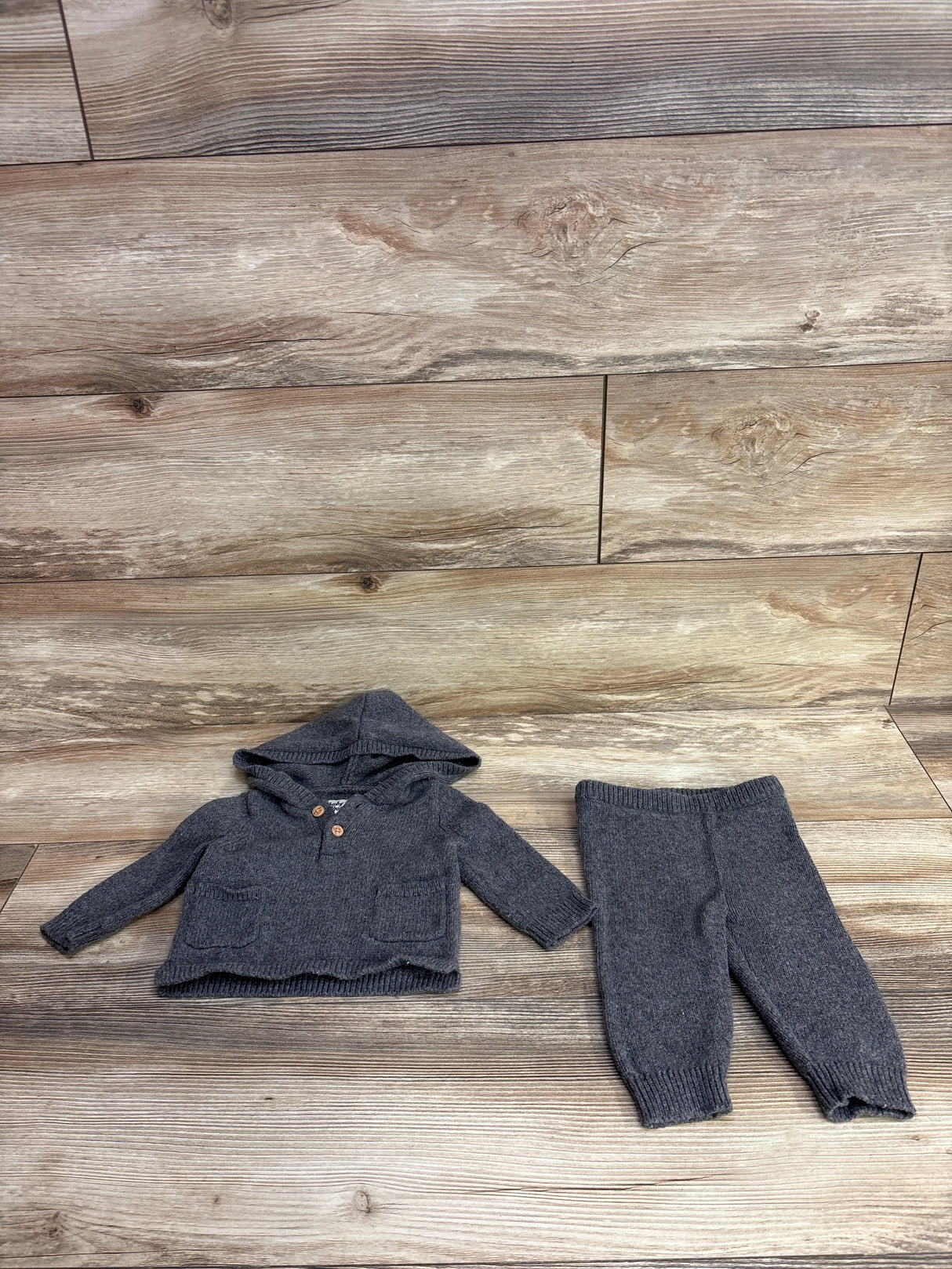 OshKosh 2pc Hooded Sweater Set Grey sz 6m