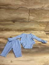 First Impressions 2pc Knit Henley Bodysuit & Pants Set Blue sz Newborn
