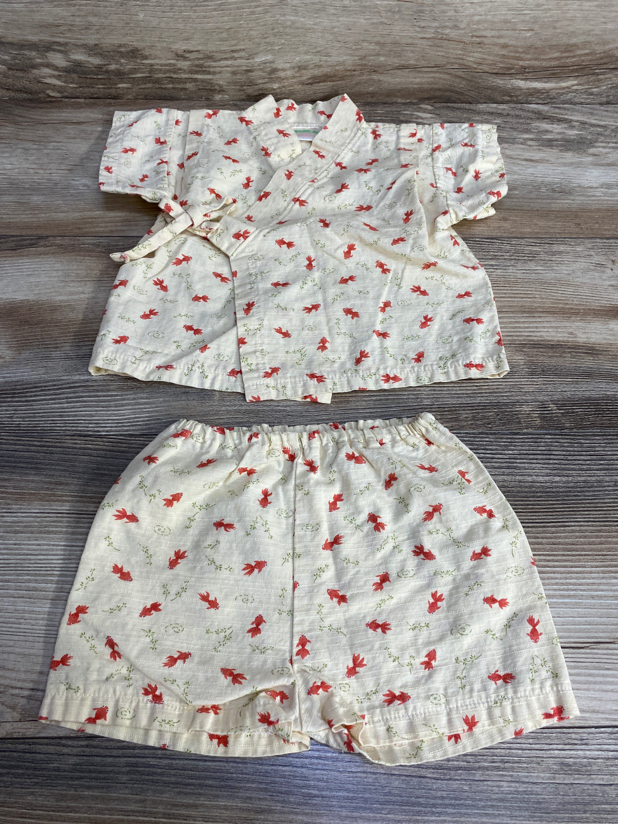 2pc Fish Kimono Top & Short Cream sz 9-12m