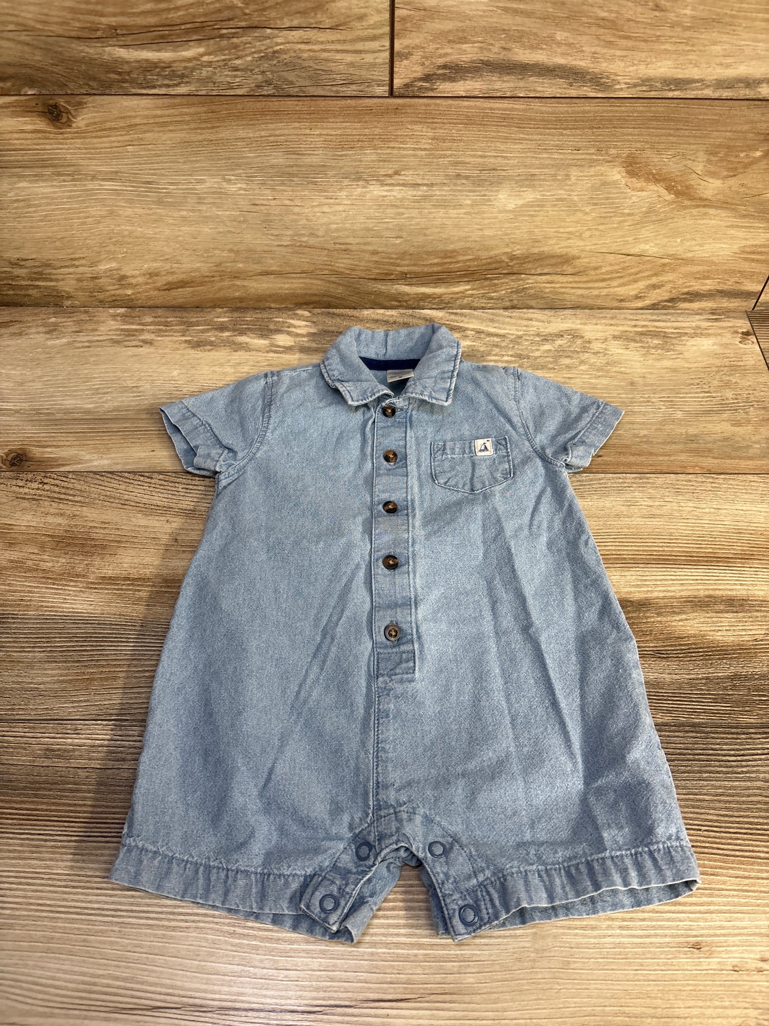 Carter's Chambray Button Up Romper Blue sz 9m