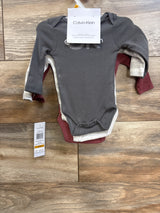 NEW Calvin Klein 3pk Long Sleeve Bodysuits Grey sz Newborn