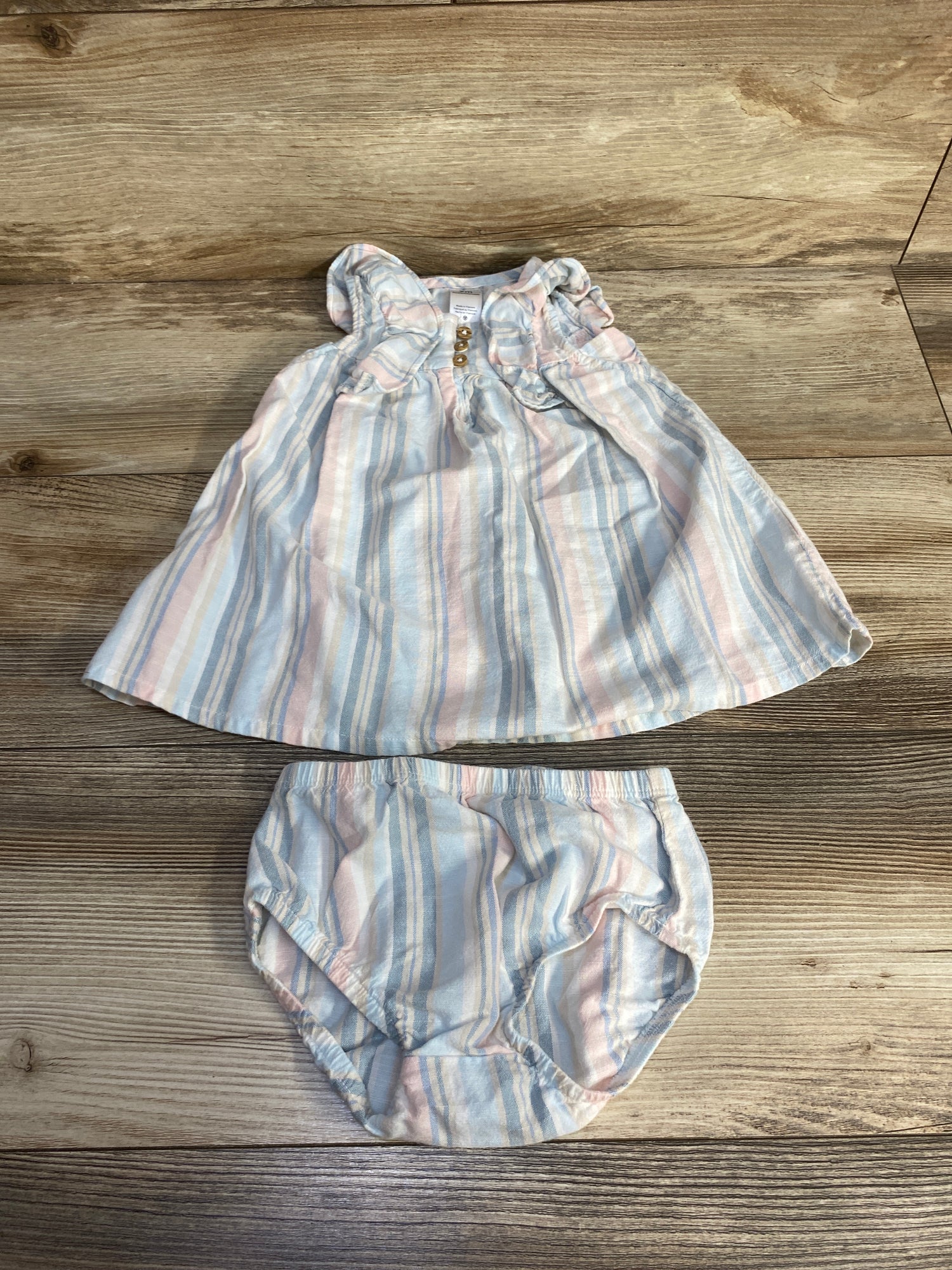 Carter's 2pc Striped Henley Dress & Bloomers White sz 9m